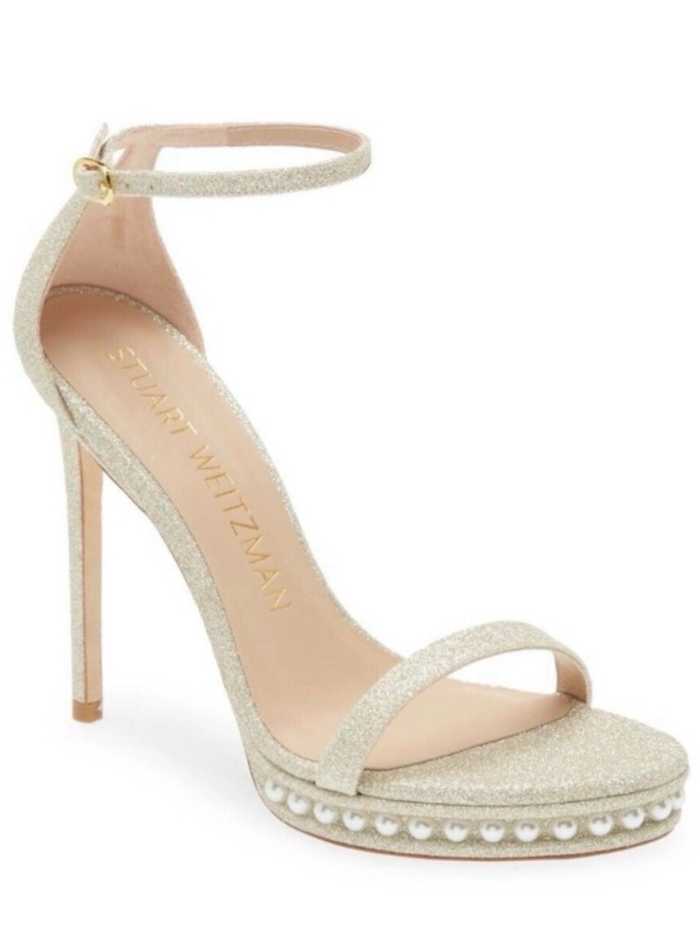 Stuart Weitzman Nudist Disco Pearl Platform-NEW